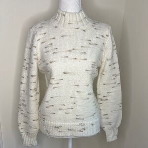 LOFT Cream and Brown Speckled Turtleneck Sweater. Medium